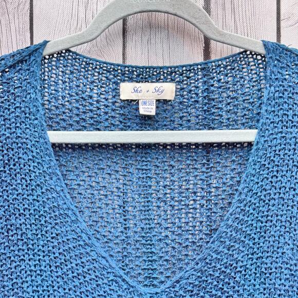 She + Sky V-Neck Oversized Sweater One Size Fits Most - Picture 2 of 3